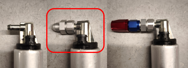 Adapter Ø 8 mm auf DASH06 für Pierburg E3L 7.00228.51.0 Benzinpumpe Kraftstoffpumpe E85 Ethanol AN6